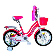 Велосипед 16" "Corso Nice" допом. колеса. ручні гальма. дзвінок. рожевий NC-16296 (1)