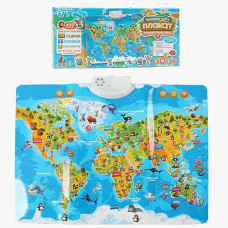 Плакат в кор. на бат. "Мапа світу WToys" музика укр. мова 46*21*4см. 97899 (45)