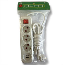 Подовжувач  3.0м. 3 гнізда + 2шт. USB-порти 303 OSM (60)