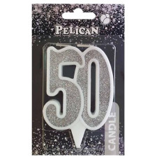 Свічка для торта "Ювілейна 50" Срібло 7см. Pelican 867250 (1/32)