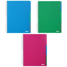 Канц.книга BRIGHT A4 120арк пласт. обкл клітинка на спір. з розділ. BUROMAX BM 24345912-02/04/10