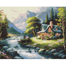 Алмазна мозаїка 40*50см. "Будиночок у горах" AMO20002 Ideyka (1)