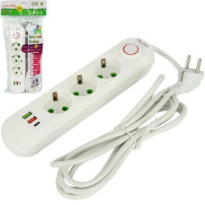 Подовжувач  3.0м. 3 гнізда з вимикачем та 2 USB + 1 TYPE-C  (250В,10А)495  A03USB-3M (1/60)