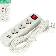 Подовжувач  5.0м. 5 гнізда з вимикачем та 2 USB + 1 TYPE-C  (250В,10А) 505/0313USB-5M (1/60)