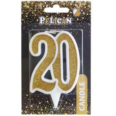 Свічка для торта "Ювілейна 20" Золото 7см. Pelican 867120 (1/32)