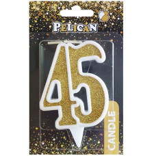 Свічка для торта "Ювілейна 45" Золото 7см. Pelican 867145 (1/32)