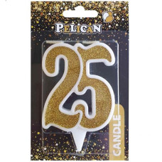 Свічка для торта "Ювілейна 25" Золото 7см. Pelican 867125 (1/32)