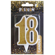 Свічка для торта "Ювілейна 18" Золото 7см. Pelican 867118 (32)