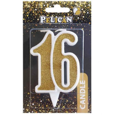 Свічка для торта "Ювілейна 16" Золото 7см. Pelican 867116 (32)