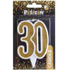 Свічка для торта "Ювілейна 30" Золото 7см. Pelican 867130 (1/32)