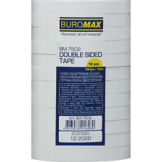 Стрічка клейка  BUROMAX двохст. 12мм*10м. продажа бухтою по 12шт. 7502 (72)