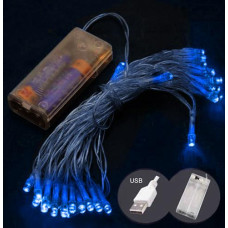 Гірлянда 30LED на бат./USB. 3,0м. прозорий дріт. синій колір 1103-02 (100)