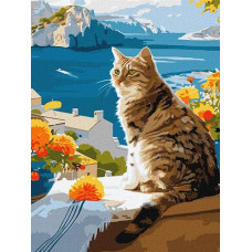 Картина по номерах 30*40см. "Мрійливий котик" KHO6608 Ideyka (1)