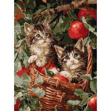 Картина по номерах 30*40см. "Коти у кошику" KHO6949 Ideyka (1)
