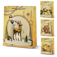 Пакет подарунковий паперовий новорічний "New Year 3D" S 18*23*10см. R96628-S (720)