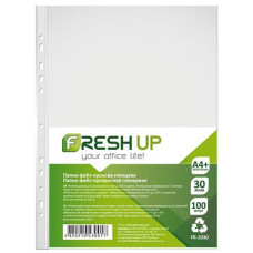Файли Fresh Up A4+ 30мк за 100шт з перфорацією на 11 отворів, глянсова фактура FR-2030 (1/20)