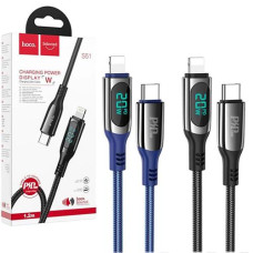 Кабель зарядний Hoco (Type-C-ІP) 20W. 1.2м. з індикатором мікс. кол. S51 (1)
