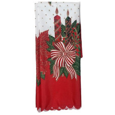 Скатертина поліестер "New Year Свічки" 150*220см. M50069 (100)