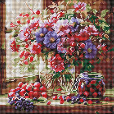 Алмазна мозаїка 40*40см. "Букет і фрукти" AMO8314 Ideyka (1)