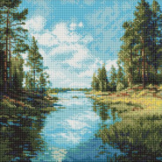 Алмазна мозаїка 40*40см. "Струмок в лісі" AMO8336 Ideyka (1)