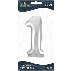 Кулька фольгована "1" Срібло 80см. Pelican 830821 (20)
