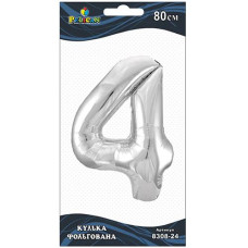 Кулька фольгована "4" Срібло 80см. Pelican 830824 (20)