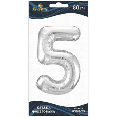 Кулька фольгована "5" Срібло 80см. Pelican 830825 (20)