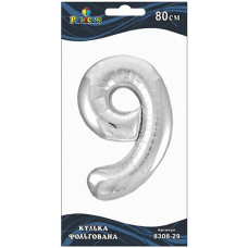 Кулька фольгована "9" Срібло 80см. Pelican 830829 (20)