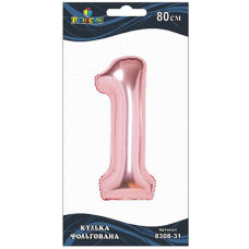 Кулька фольгована "1" Рожеве золото 80см. Pelican 830831 (20)