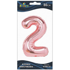 Кулька фольгована "2" Рожеве золото 80см. Pelican 830832 (20)