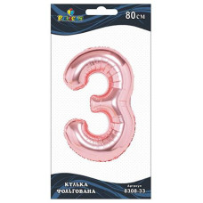 Кулька фольгована "3" Рожеве золото 80см. Pelican 830833 (20)