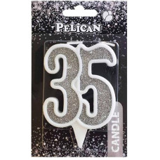 Свічка для торта "Ювілейна 35" Срібло 7см. Pelican 867235 (1/32)