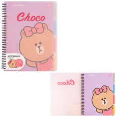 Блокнот B5, 80арк. софт-тач пласт.обкл. "Line Friends. Choco" YES 765740